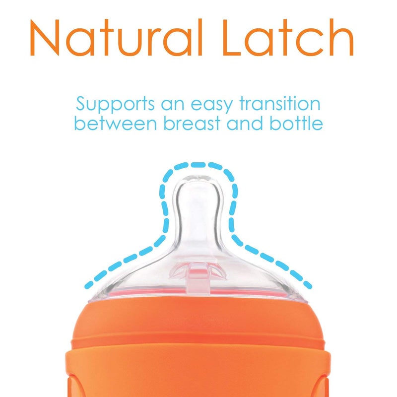 PopYum 9 oz Orange Anti-Colic Formula Making/Mixing/Dispenser Baby Bottle with #2 Medium Flow Nipple, 260 ml, BPA-Free, Natural Latch - Image 5
